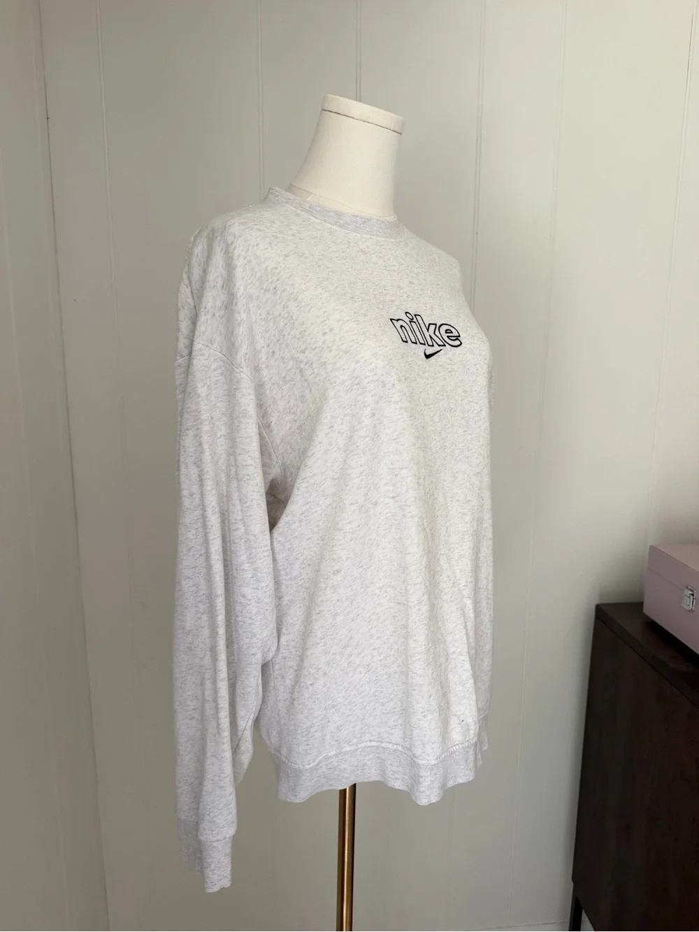 Nike Light Gray Embroidered Logo Crewneck Sweatshirt